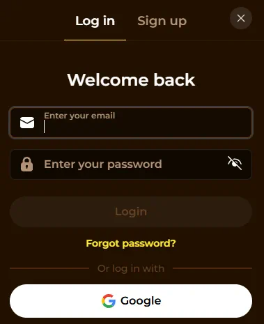 Accedi al conto sicuro di Roll Dorado e opzioni di accesso social.